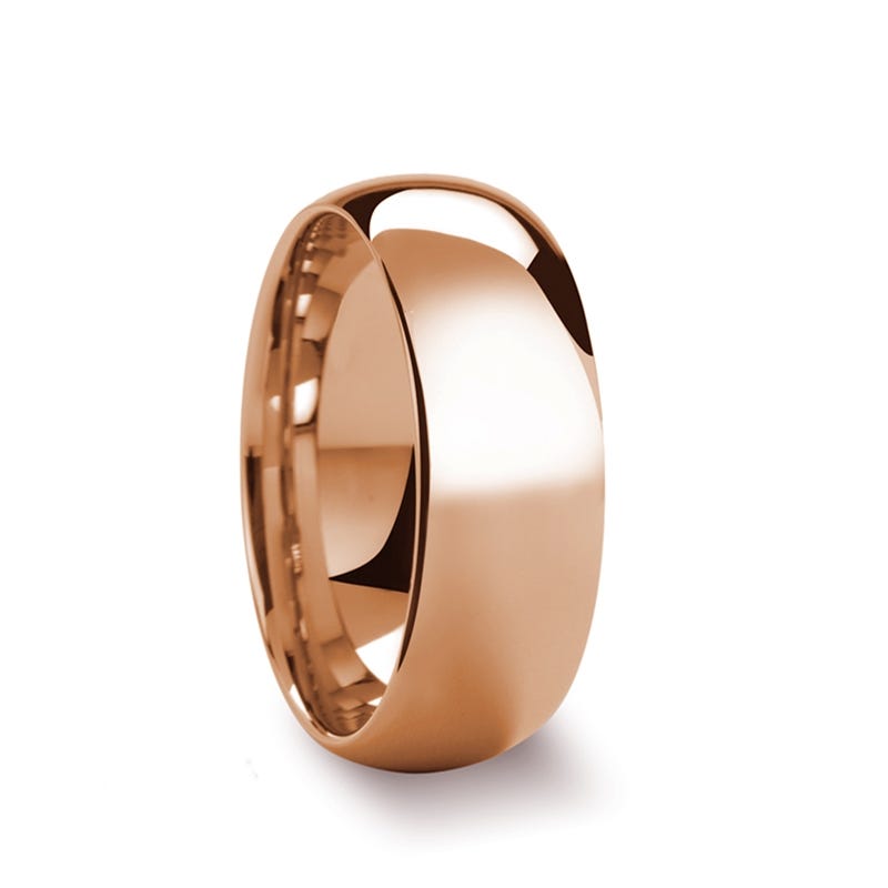SOL Traditional Domed Rose Gold Plated Tungsten Carbide Wedding Ring - 6mm-8mm