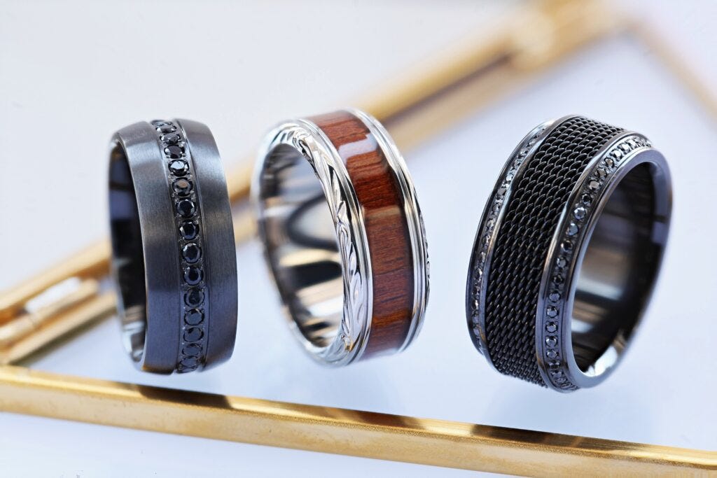 Larson men's wedding bands - Titanium Ohana, Talon, and Knight