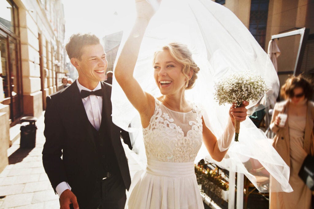 wedding couple after the big event