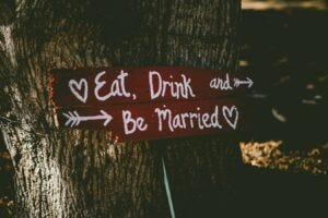 wedding venue with sign