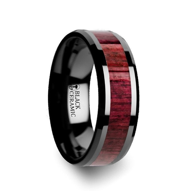 Morado black ceramic ring purple heart gifts for men