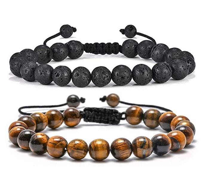 tiger eye and lava rock stone bracelets