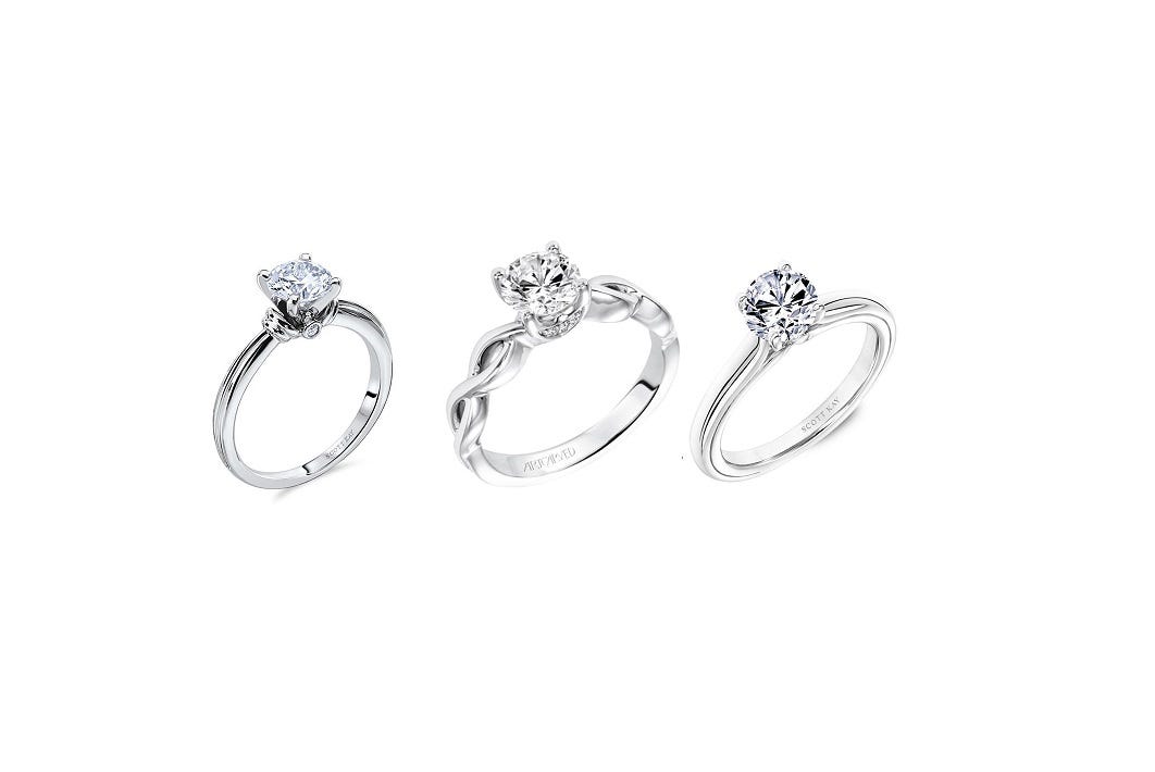 solitaire women's engagement ring set with diamonds
